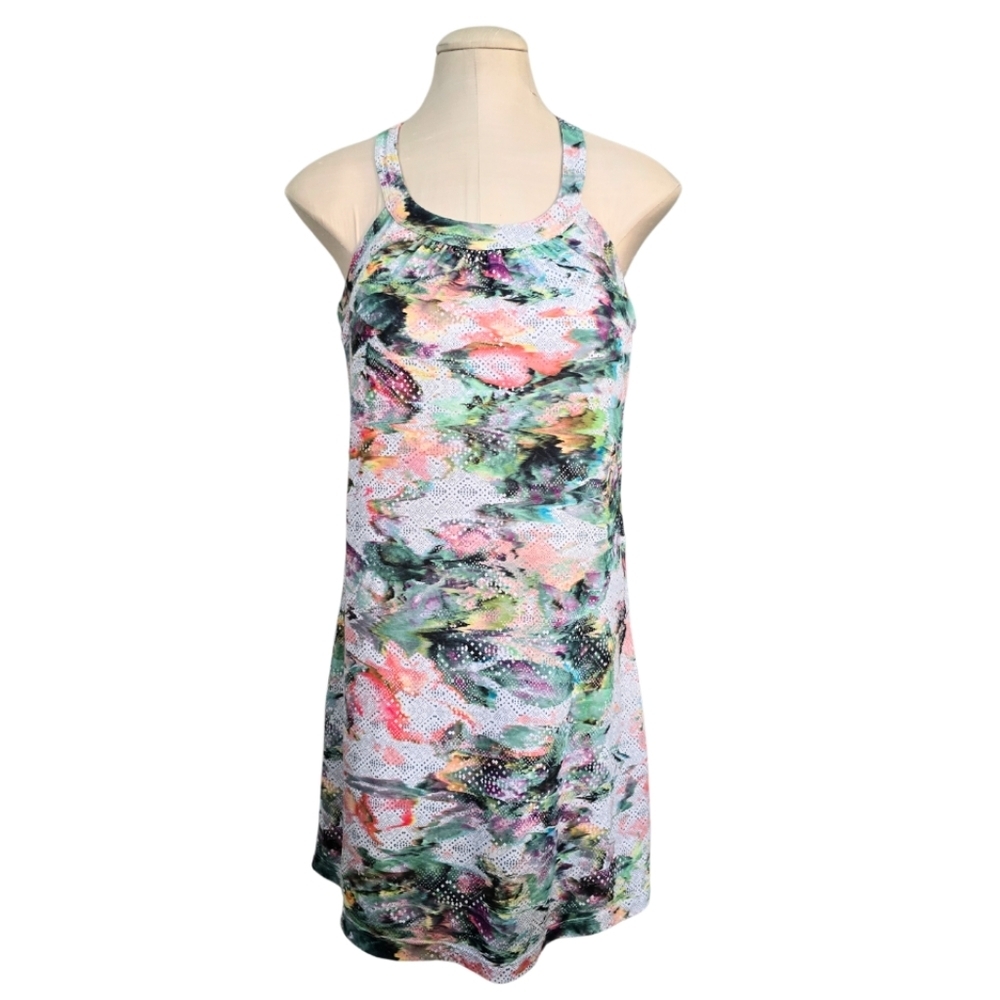 prAna Tank Dress CANTINE Medium Graceful Floral Shelf Bra Stretchy Casual Dress